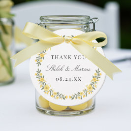 Avalon Butter Geel Bloemen Krans Trouwen Bedankjes Labels
