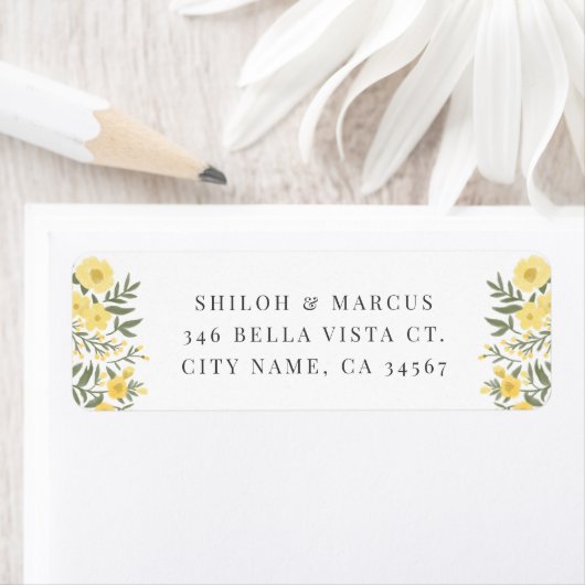 Avalon Butter Yellow Wildflowers Retouradres Etiket (Insitu)