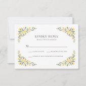 Avalon Elegant Yellow Wildflower Lijst bruiloft RSVP Kaartje (Voorkant)