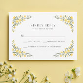 Avalon Elegant Yellow Wildflower Lijst bruiloft RSVP Kaartje