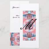 AVALON monogram 2, roze paars  metallic CHAMPAGNE Kaart (Voorkant / Achterkant)