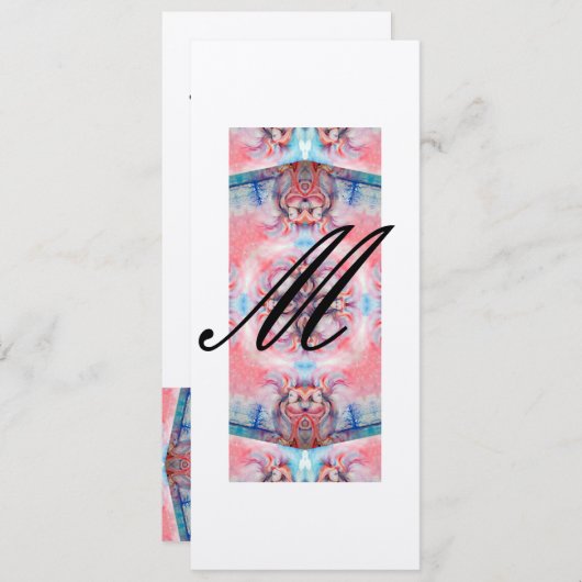 AVALON monogram 2, roze paarse metallic CHAMPAGNE Kaart (Voorkant / Achterkant)