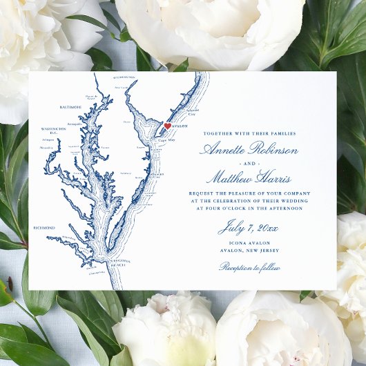 Avalon New Jersey Elegante bruiloft Kaart