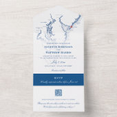 Avalon New Jersey Kaart Marineblauw Bruiloft (Binnen)