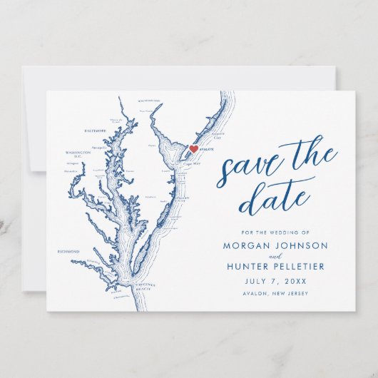 Avalon New Jersey Kaart Modern Huwelijk (Voorkant)