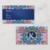 AVALON PSYCHEDELIC monogram, roze paars blauw Visitekaartje (Voorkant / Achterkant)
