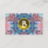 AVALON PSYCHEDELIC monogram, roze paars geel Visitekaartje (Achterkant)