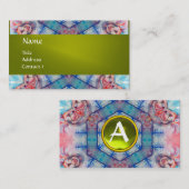 AVALON PSYCHEDELIC monogram, roze paars geel Visitekaartje (Voorkant / Achterkant)