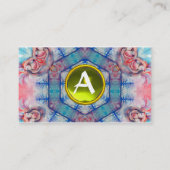 AVALON PSYCHEDELIC monogram, roze paars geel Visitekaartje (Achterkant)