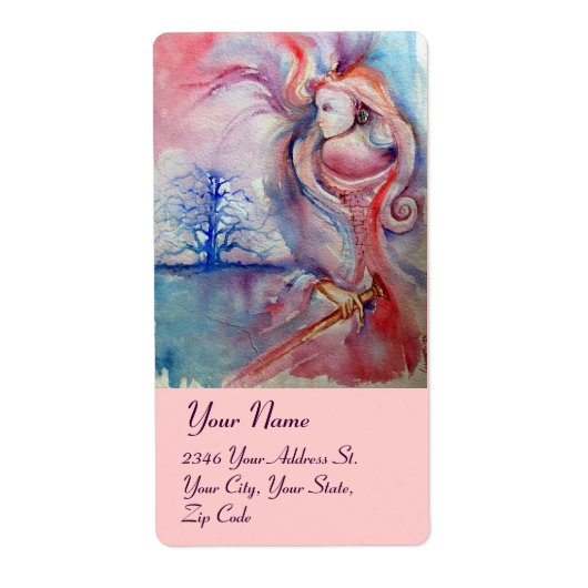 AVALON, roze blauw rood Etiket (Voorkant)