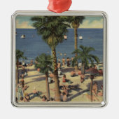 Avalon Uitzicht Beach w/Sunbathers Metalen Ornament (Voorkant)