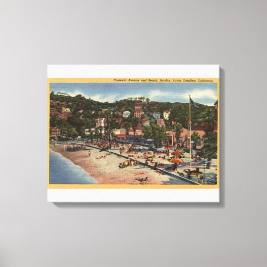Avalon Uitzicht van Crescent Ave. & Beach Canvas Afdruk (Voorkant)