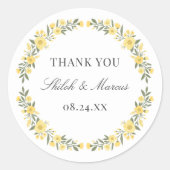 Avalon Yellow Wildflowers Circle Wedding Favoriet Ronde Sticker (Voorkant)