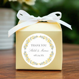 Avalon Yellow Wildflowers Circle Wedding Favoriet Ronde Sticker
