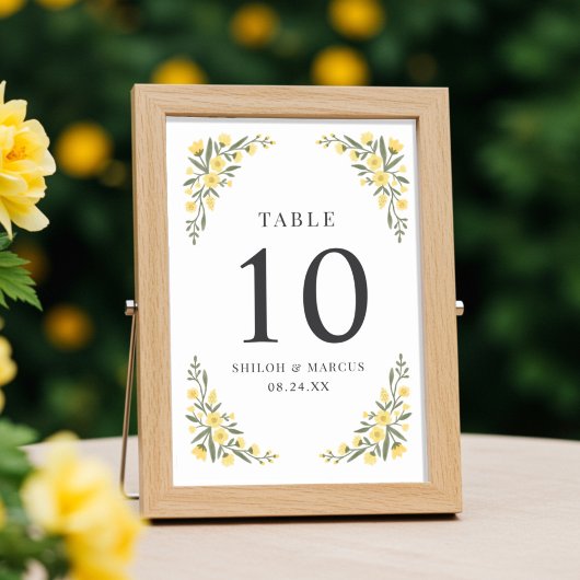 Avalon Yellow Wildflowers Wedding Kaart