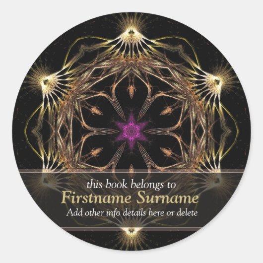 Avanaza Golden Flower Art-boekplaatsticker Ronde Sticker (Voorkant)