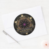 Avanaza Golden Flower Art-boekplaatsticker Ronde Sticker (Envelop)