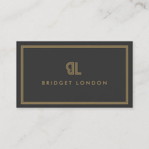 AVANT GARDE ART DECO LOGO met UW INITIALEN GRIJS Visitekaartje