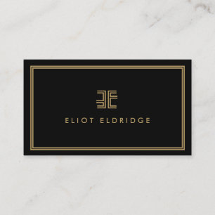 AVANT GARDE ART DECO LOGO met UW INITIALEN ZWART Visitekaartje