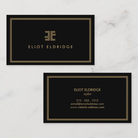 AVANT GARDE ART DECO LOGO met UW INITIALEN ZWART Visitekaartje (Voorkant / Achterkant)