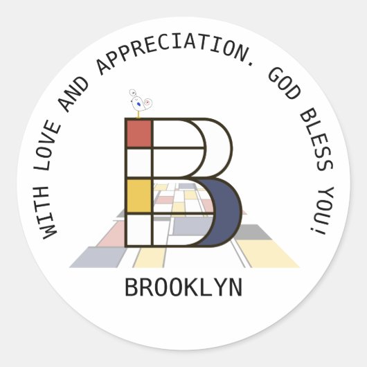 Avant-Garde Art Style Monogram. Brief A Ronde Sticker (Voorkant)