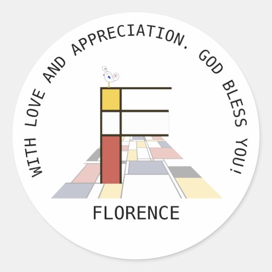 Avant-Garde Art Style Monogram. Brief F Ronde Sticker (Voorkant)