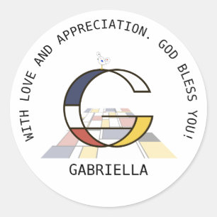 Avant-Garde Art Style Monogram. Brief G Ronde Sticker