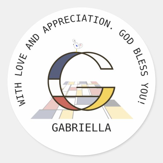 Avant-Garde Art Style Monogram. Brief G Ronde Sticker (Voorkant)