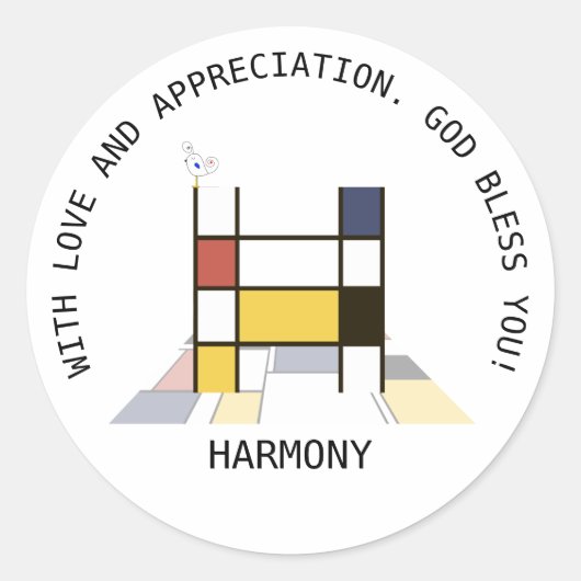 Avant-Garde Art Style Monogram. Brief H Ronde Sticker (Voorkant)