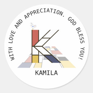 Avant-Garde Art Style Monogram. Brief K Ronde Sticker