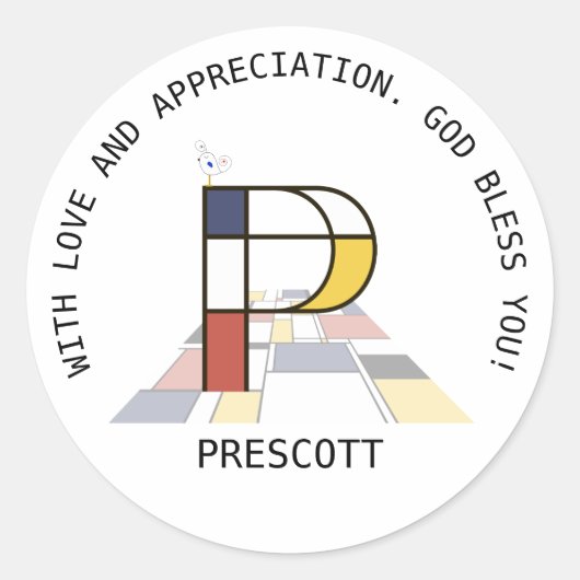 Avant-Garde Art Style Monogram. Brief P Ronde Sticker (Voorkant)