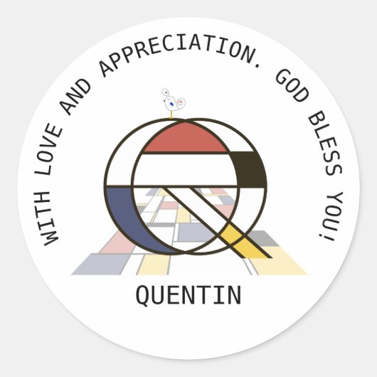 Avant-Garde Art Style Monogram. Brief Q Ronde Sticker (Voorkant)