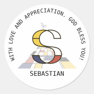 Avant-Garde Art Style Monogram. Brief S Ronde Sticker