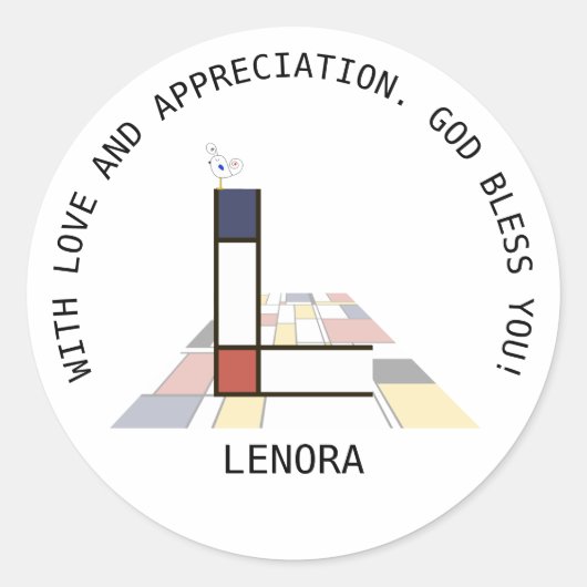 Avant-Garde Art Style Monogram. Letter L Ronde Sticker (Voorkant)
