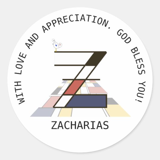 Avant-Garde Art Style Monogram. Letter Z Ronde Sticker (Voorkant)