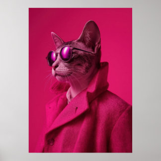 Avant-Garde Cat Calico Fashion Portrait Poster
