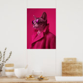 Avant-Garde Cat Calico Fashion Portrait Poster (Keuken)