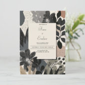 Avant-Garde Foliage Bloemen Huwelijk Kaart (Staand voorkant)