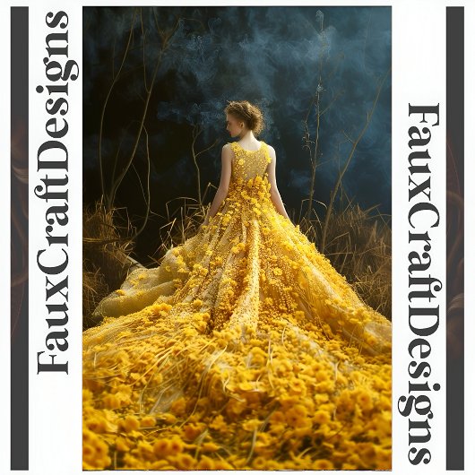 Avant-garde Gele Bloem Jurk Links Decoupage 124 Tissuepapier