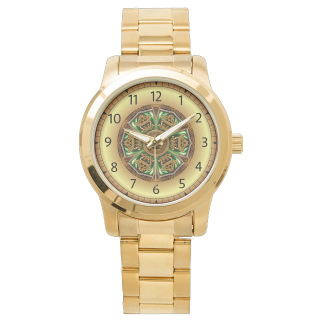 Avant - Garde, groen en goud, Design KNF 1 ~ Horloge (Voorkant)
