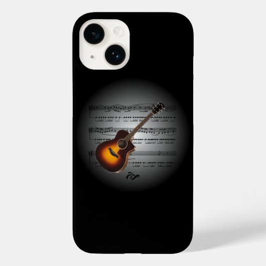 Avant Garde ~ Guitar op Wereldbol met blademuziek Case-Mate iPhone Case (Achterkant)