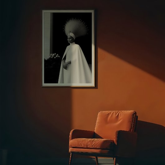 Avant-garde keizerin: witte en zwarte couture poster