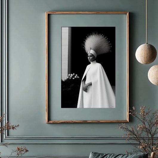 Avant-garde keizerin: witte en zwarte couture poster