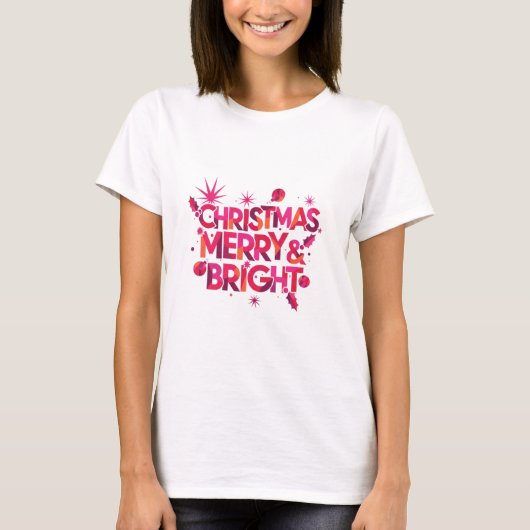 Avant-Garde Merry Bright Abstract Christmas T-Shir T-shirt (Voorkant)