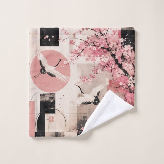 Avant-Garde Sakura & Kraanvogels Harmonie Bad Handdoek (Wasdoekje)