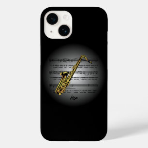 Avant Garde ~ Saxophone op Wereldbol met blademuzi Case-Mate iPhone 14 Hoesje
