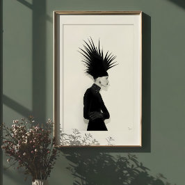 Avant-Garde Silhouet: Donker Elegance Portret Poster