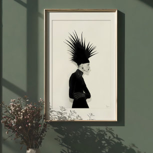 Avant-Garde Silhouet: Donker Elegance Portret Poster