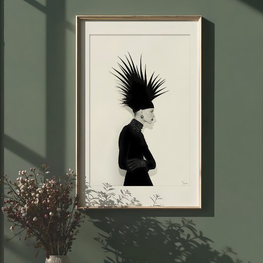 Avant-Garde Silhouet: Donker Elegance Portret Poster