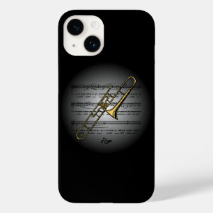 Avant Garde Trombone op Wereldbol met blademuziek Case-Mate iPhone 14 Hoesje